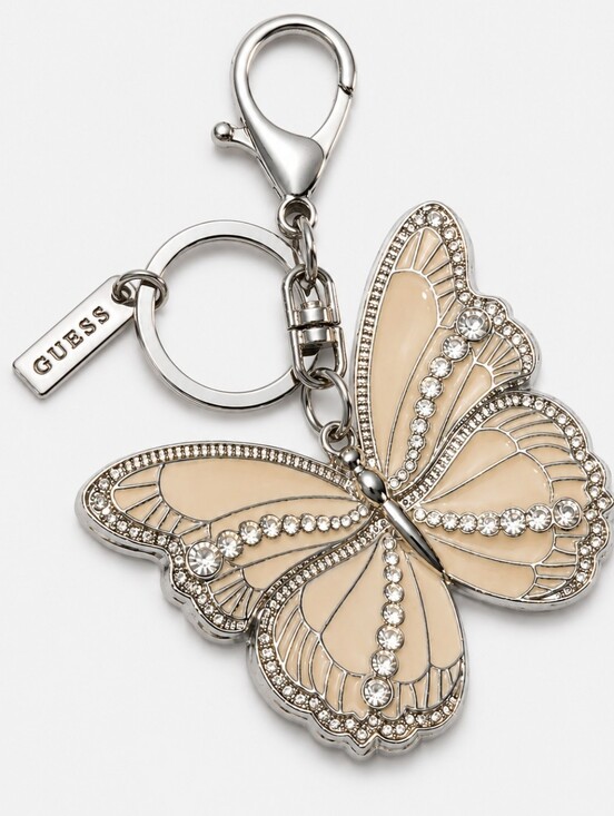 Guess Handbags - GUESS BLUSH PINK AND SILVER CRYSTAL RHINESTONE BUTTERFLY KEYCHAIN/ BAG CHARM
